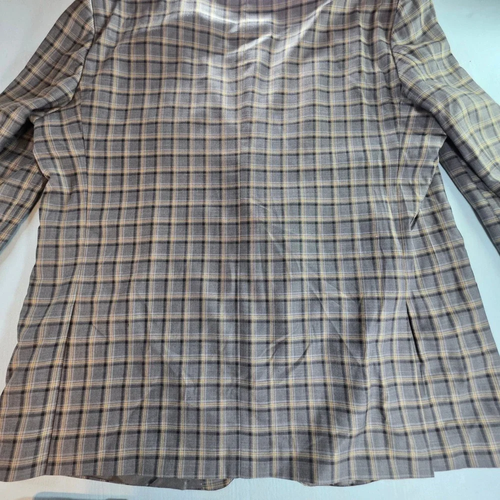 Roberto Perelli Mens Grey Plaid Two Button Blazer Sport Coat Jacket